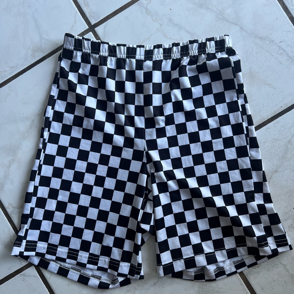 Checkered Black and White Shorts
